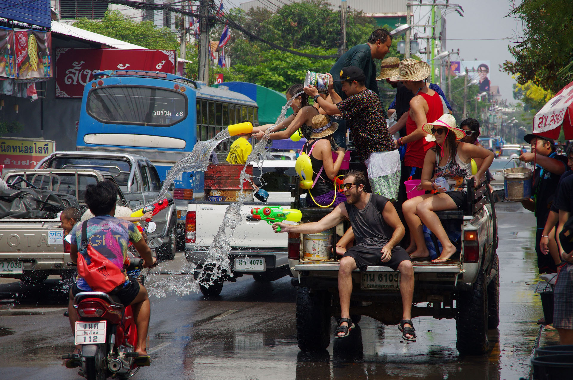 Songkran Water Fight Pickup Truck Adventure