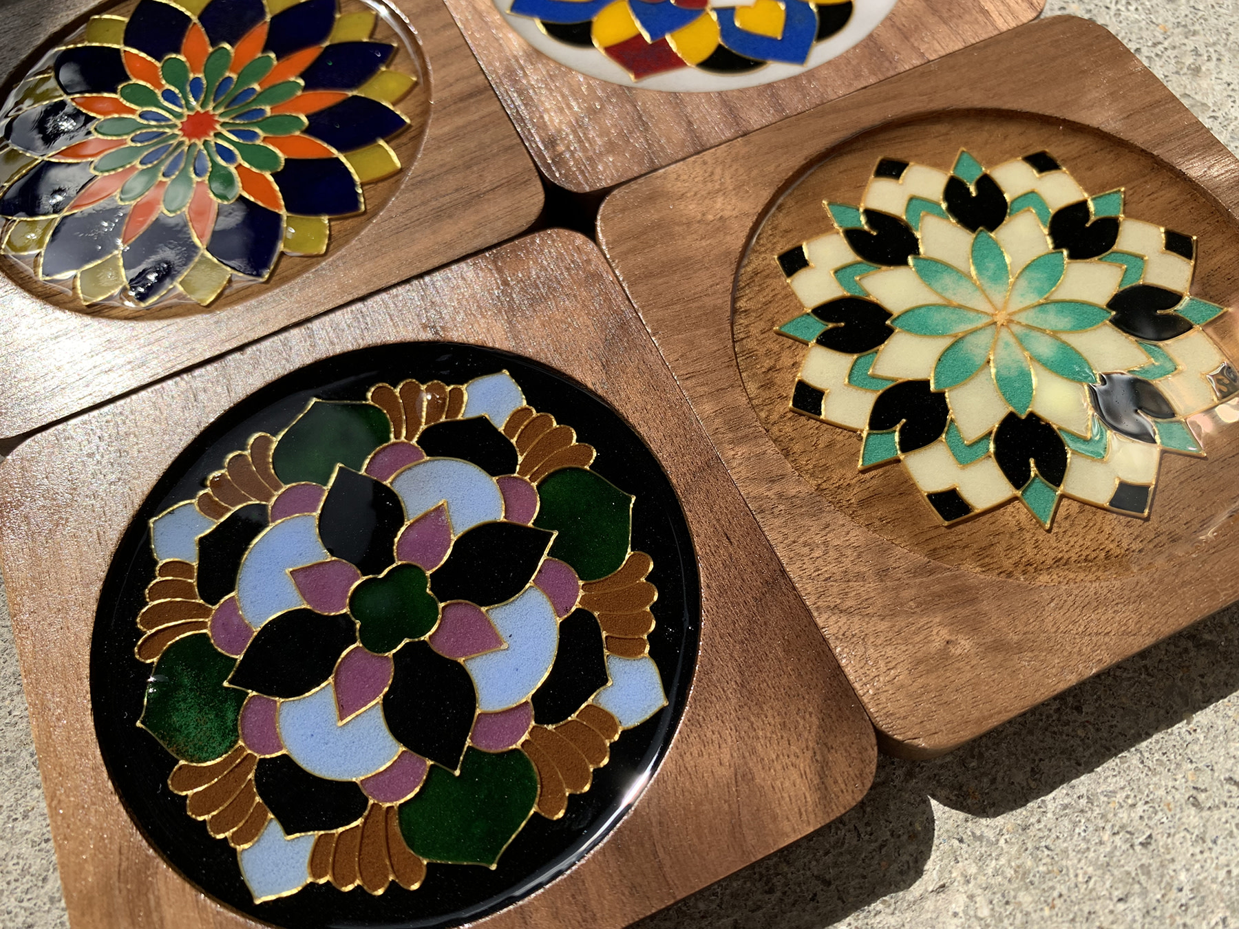 Cloisonné Enamel and Walnut Coaster Workshop