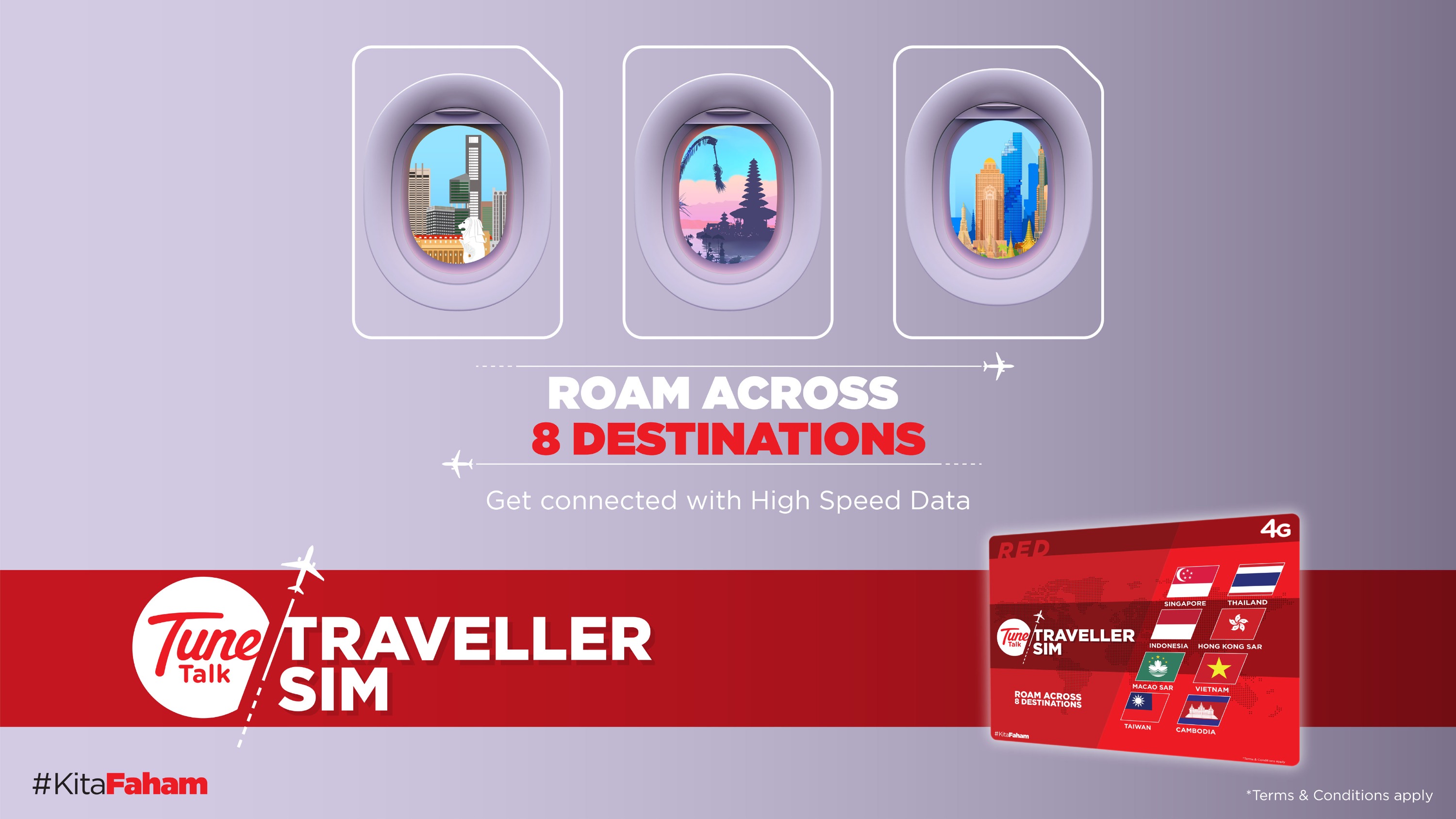 Tune Talk Red Pack 亞洲8國 4G 上網 SIM 卡（馬來西亞機場領取）