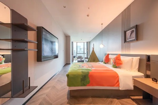 Hotel room interior environment display map
