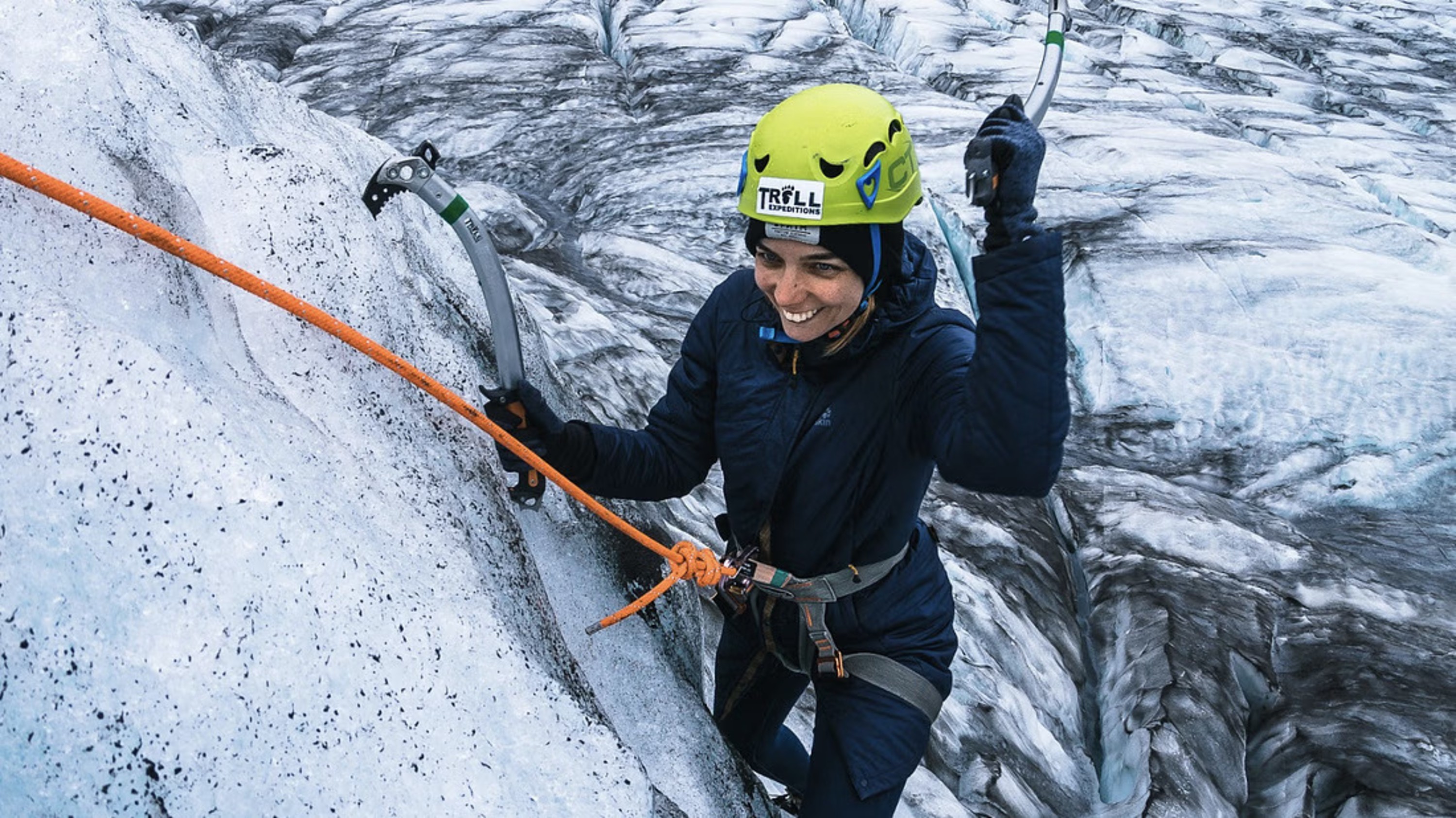 Trekking across the glacier feels like stepping into another world of frozen wonders!