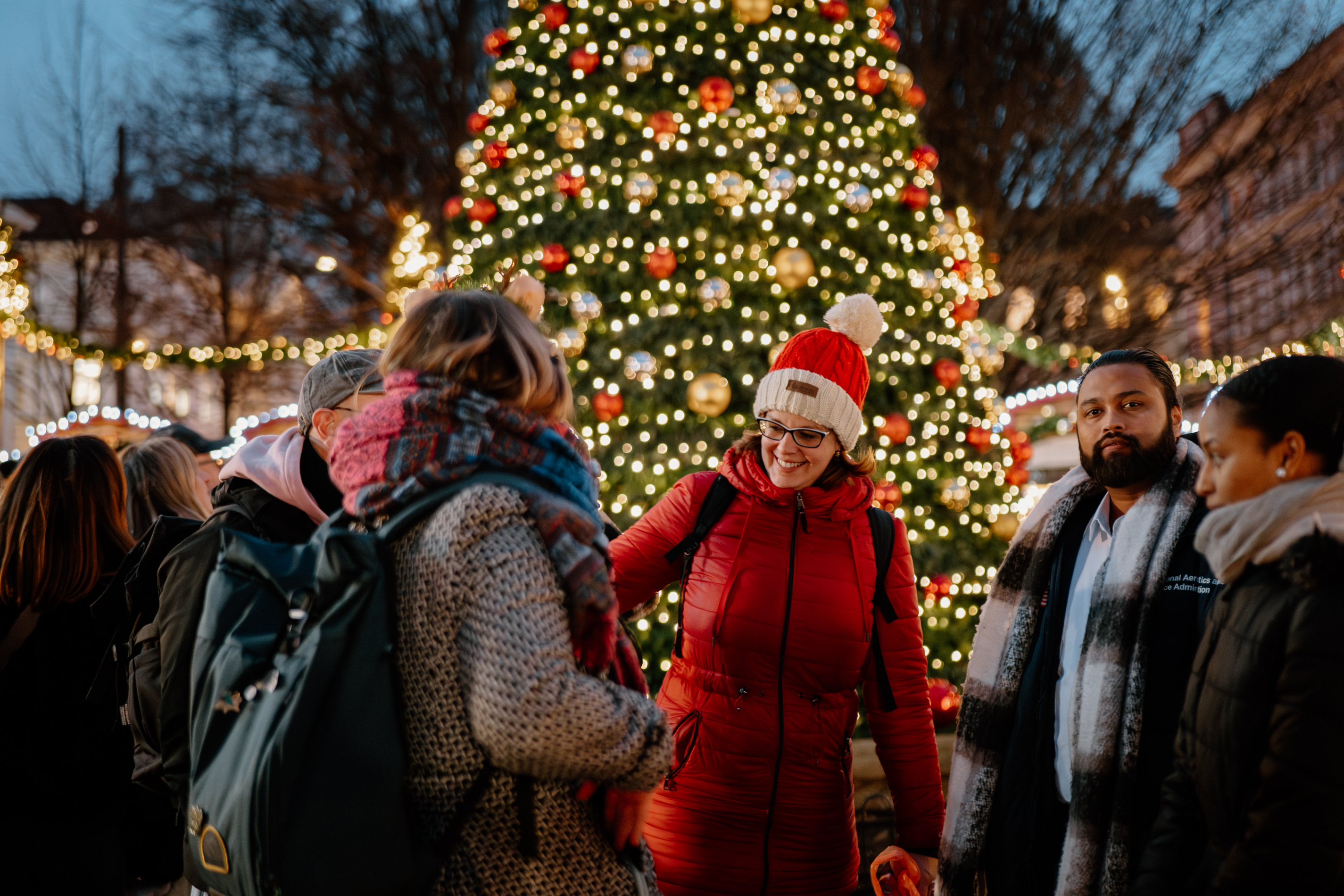 Meet your guide by the illuminated Christmas tree before setting off to explore the festive markets.