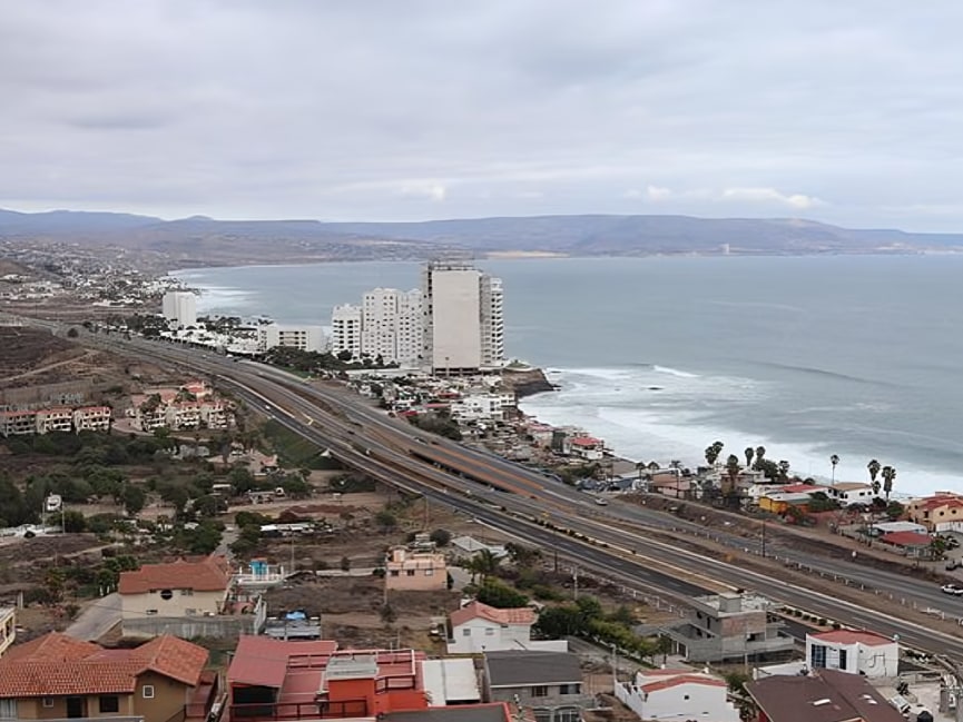 The view captured a blend of beach and city, where ocean meets the skyline of coastal buildings