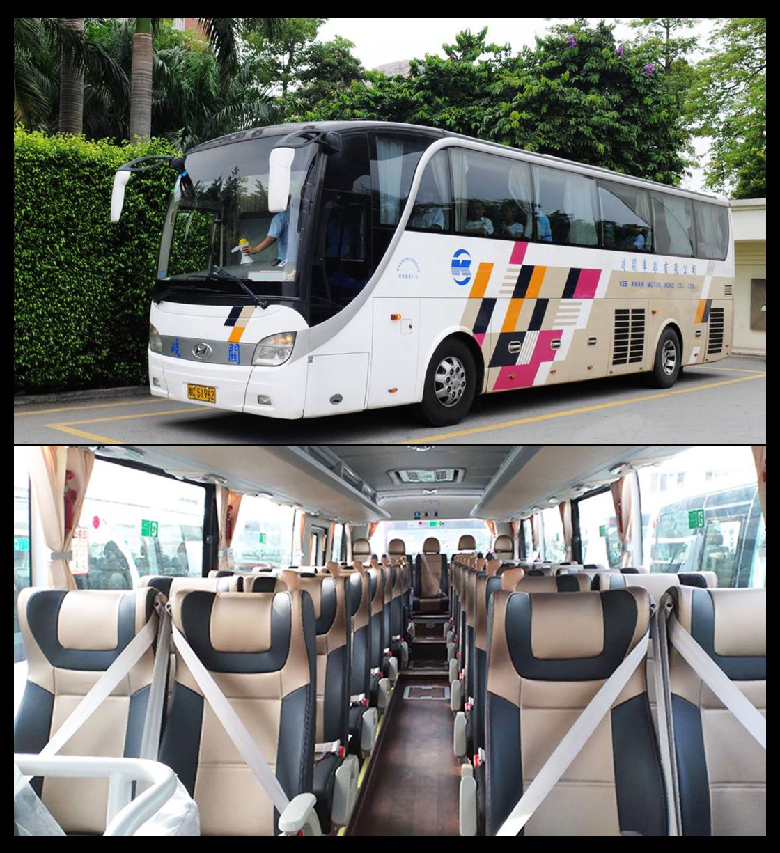 35 人團所用車輛:空調旅遊車,每排 4 個座位。 35 人團所用車輛:空調旅遊車,每排 4 個座位。