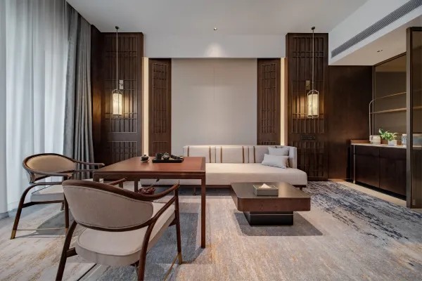 Hotel room interior environment display map