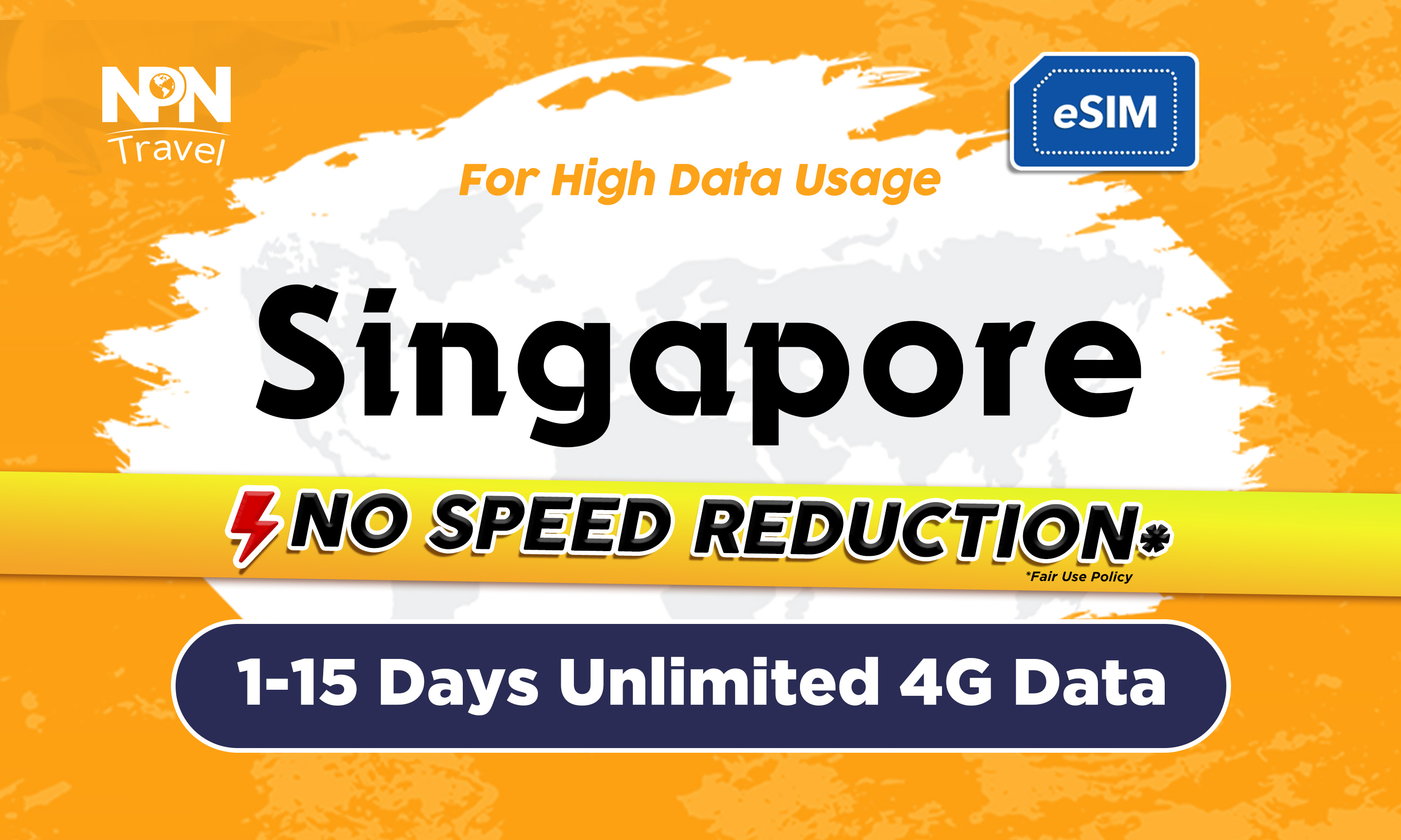 新加坡1- 15天無限流量4G eSIM卡（每天500MB / 1GB / 2GB後限速）