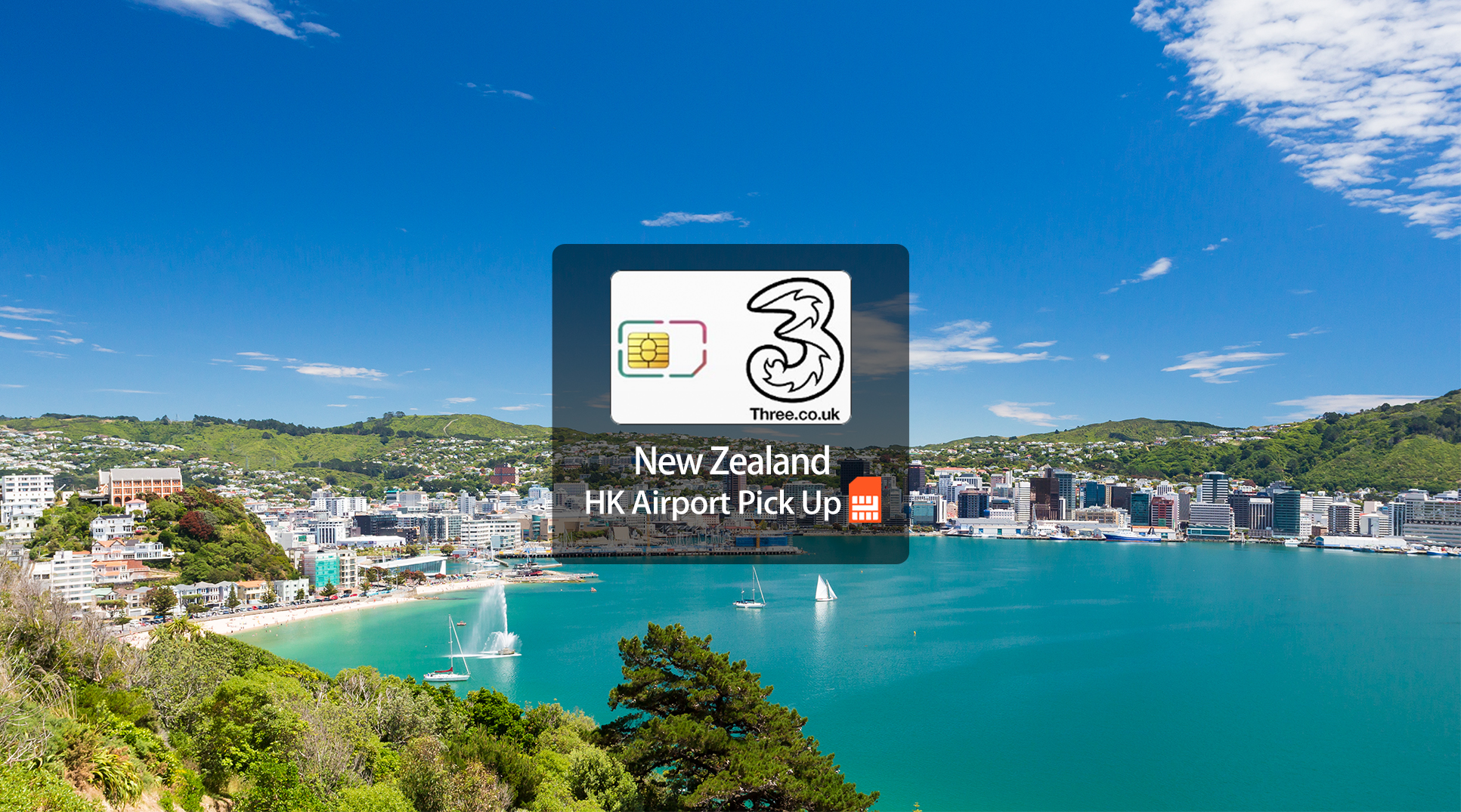 3G/4G SIM Card (HK Airport Pick Up) for New Zealand from Three