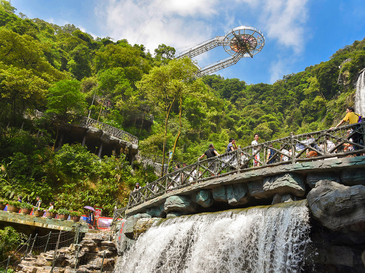 Gulong Gorge Skywalk Glass Bridge and Waterfall View Private Tour