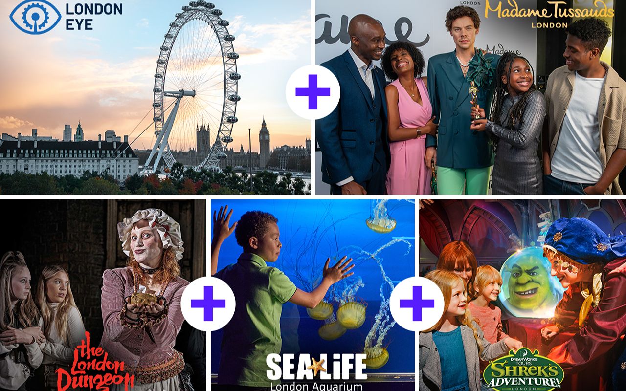 London Eye, Madame Tussauds, SEA LIFE, Dungeon & Shrek Combo Ticket