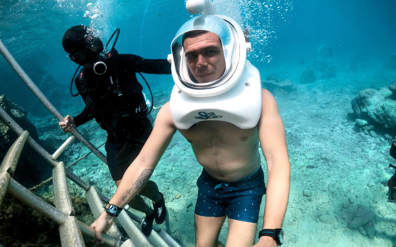Experiencing downtown Cozumel's incredible underwater beauty with a SeaTrek helmet dive