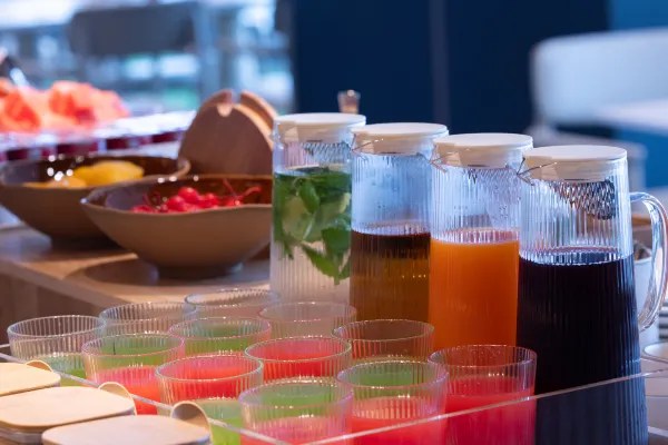 Display of some drinks in the hotel restaurant