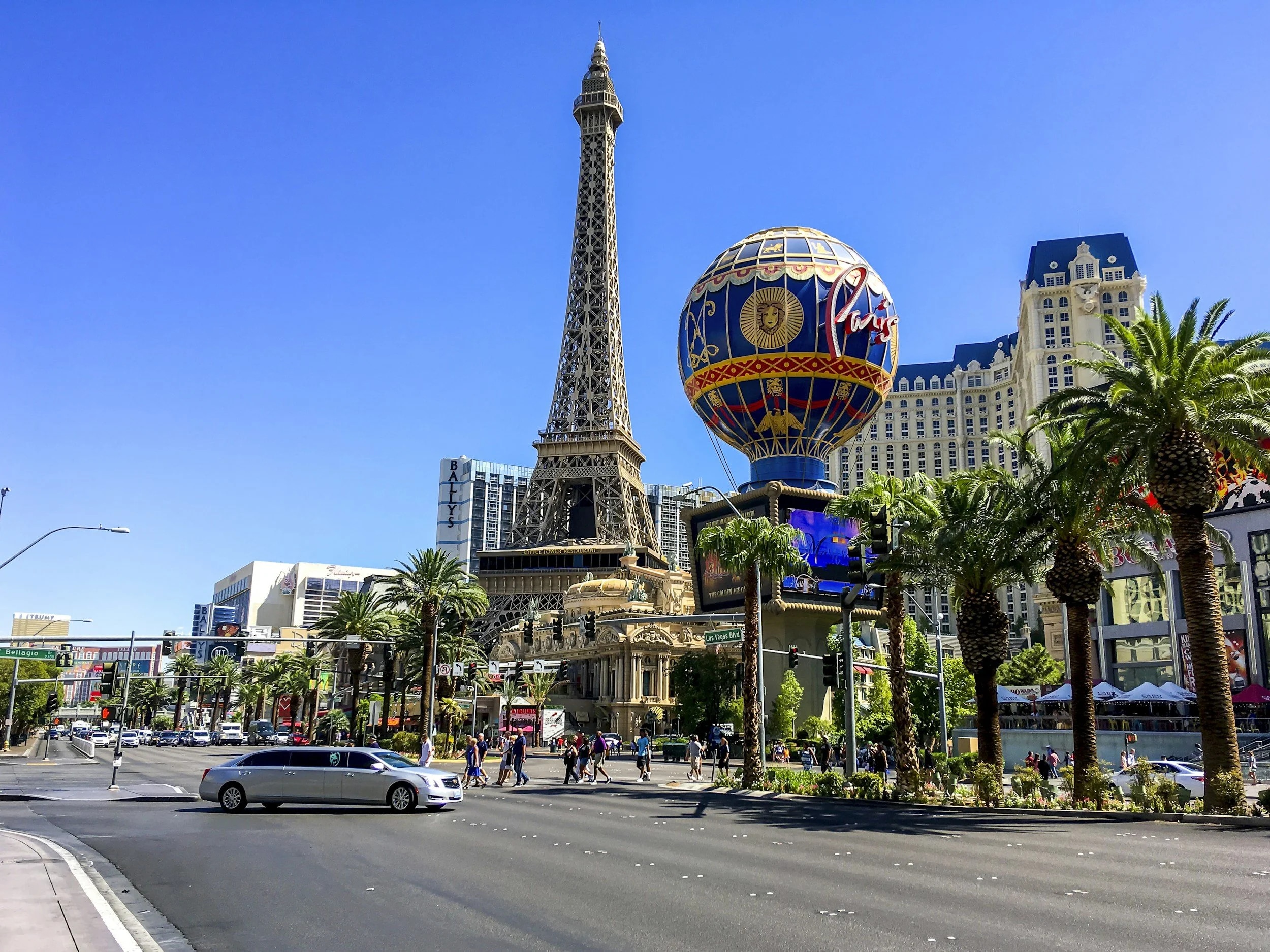 The Paris Hotel’s Eiffel Tower replica brings a touch of French charm to the Las Vegas Strip