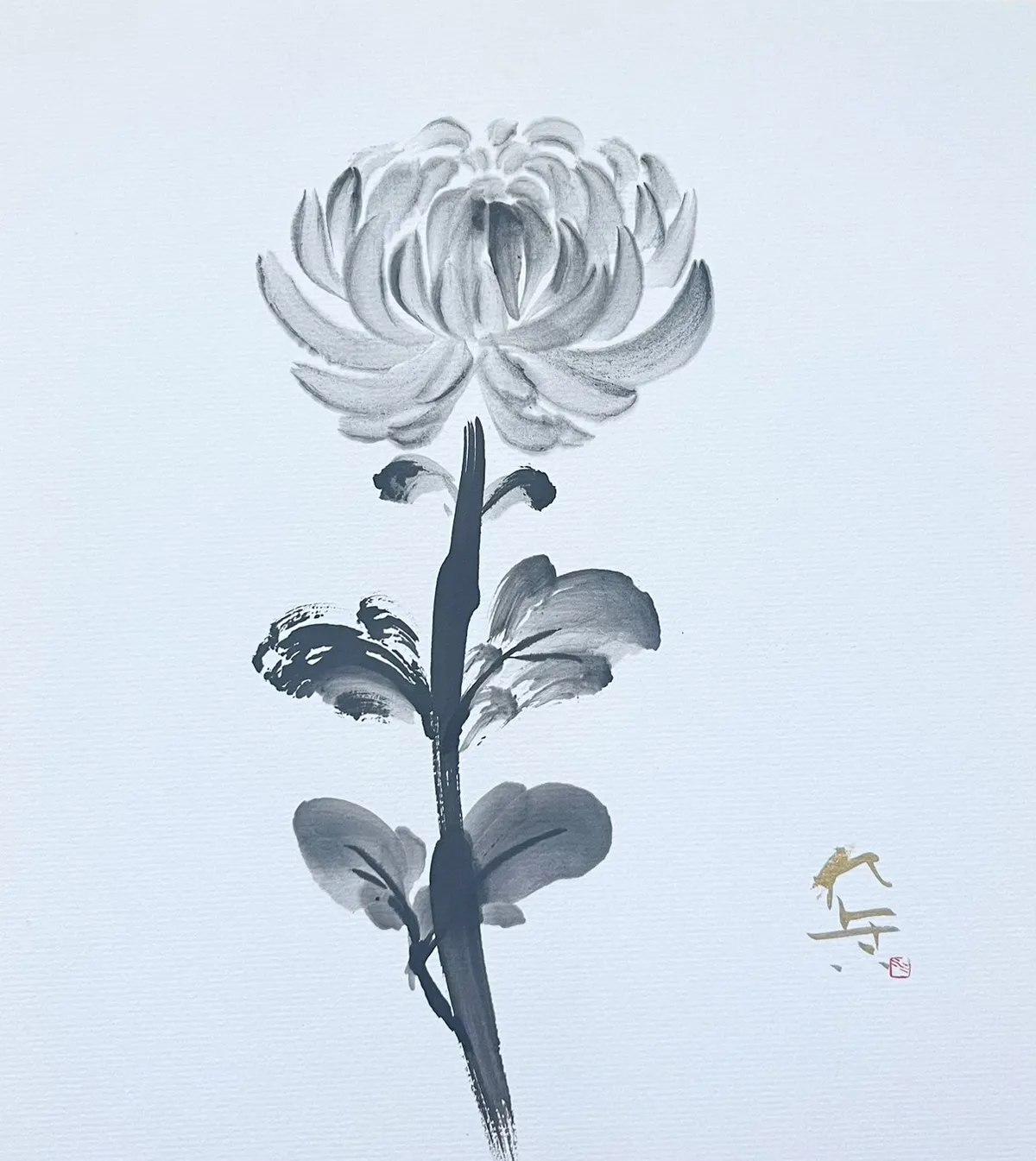 Sumi-e (Ink Painting) Experience in green tea shop, Tsukiji, Tokyo