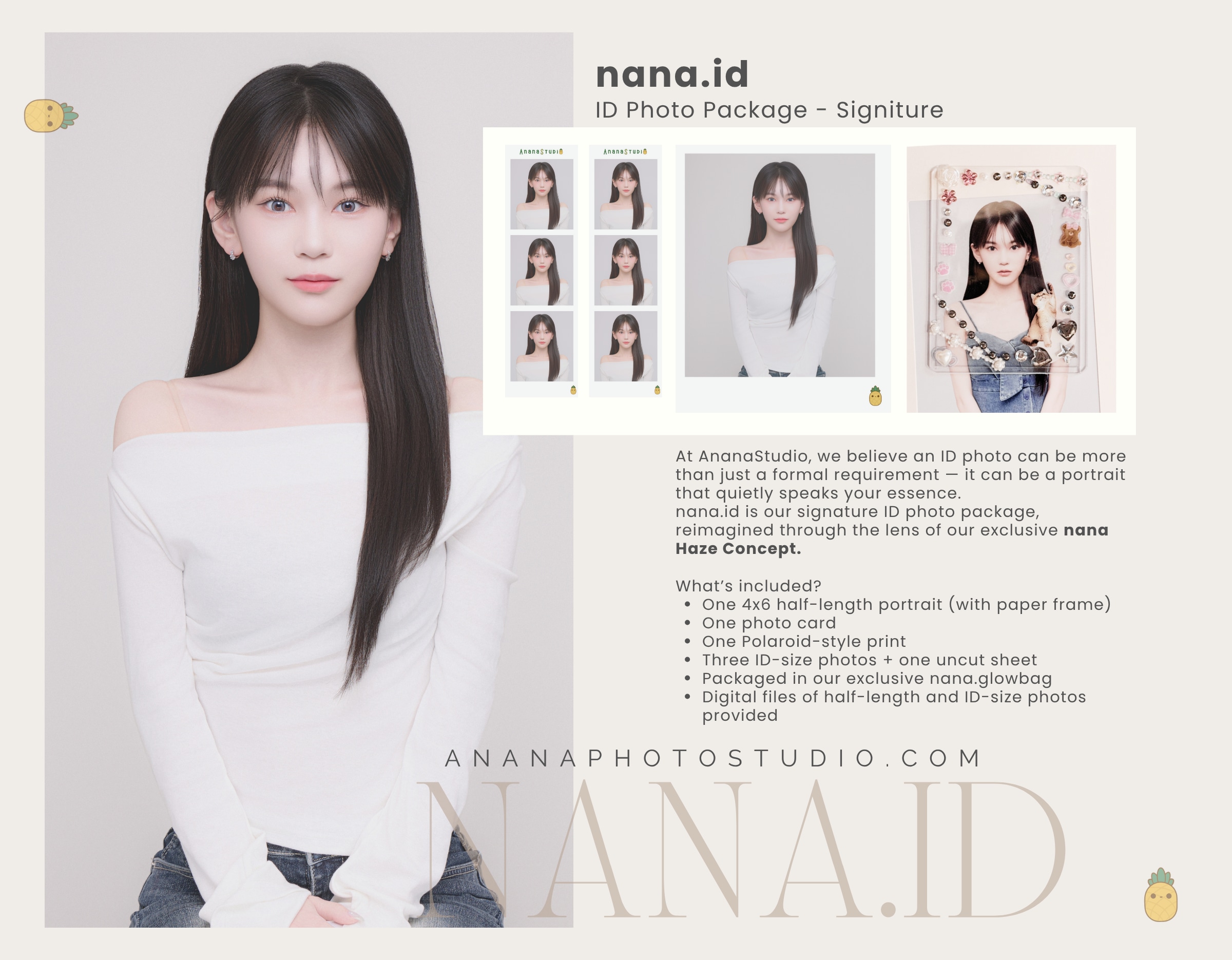 想要更多姿勢和專業指導,請選擇nana.me(概念寫真方案)。
此方案包含一對一修圖,以提供高質量的雜誌風格效果——就像雜誌拍攝一樣。 想要更多姿勢和專業指導,請選擇nana.me(概念寫真方案)。
此方案包含一對一修圖,以提供高質量的雜誌風格效果——就像雜誌拍攝一樣。