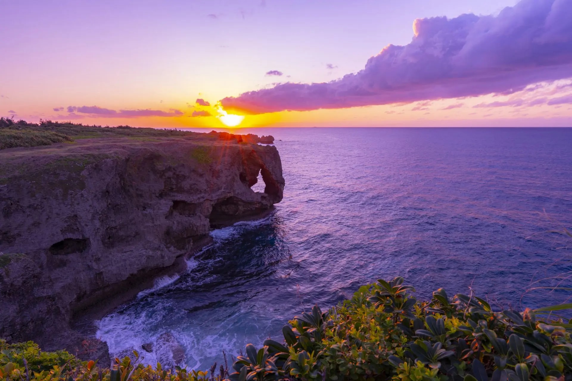 A Glimpse of the Sunset at Cape Manzamo