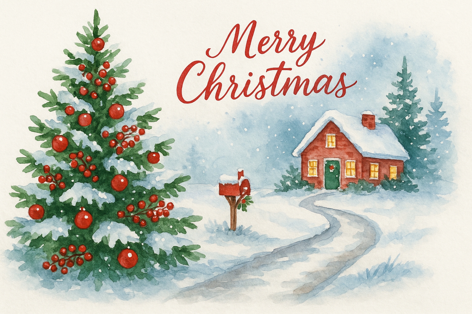 A Delightful Christmas - Watercolour Artcard Painting