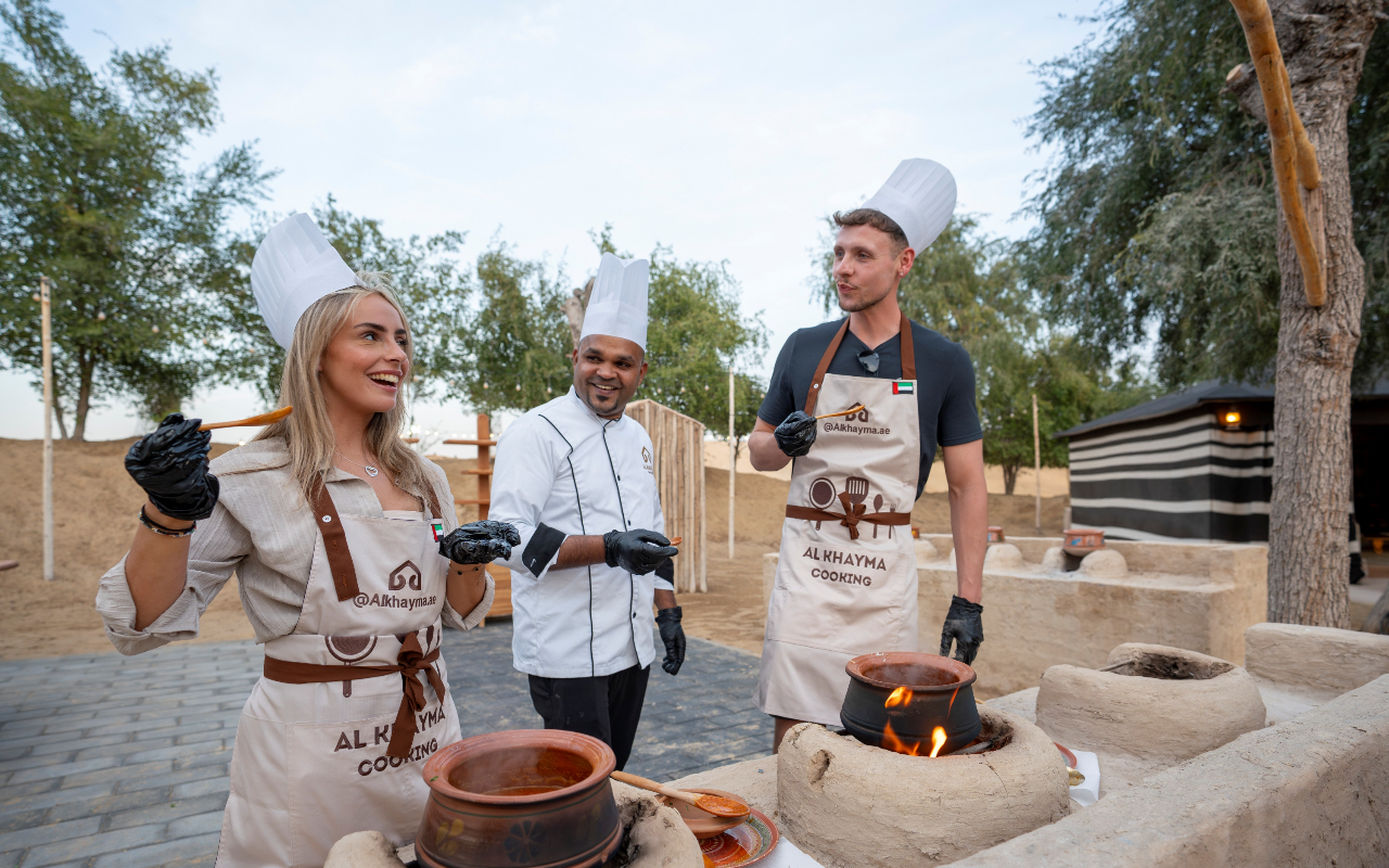 Warm Emirati hospitality welcomes guests at the Al Marmoom Oasis cooking venue