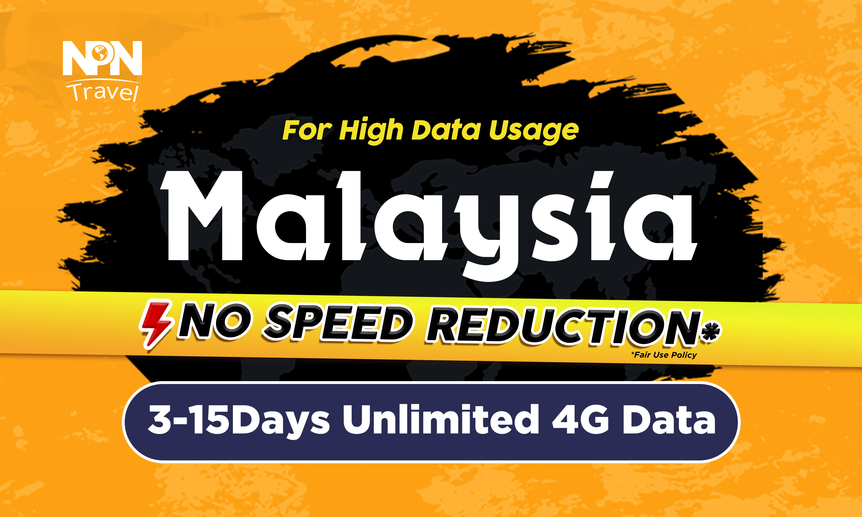 馬來西亞3 - 15日4G無限流量SIM卡（新加坡郵寄 - 每日2.3GB + 無限流量）