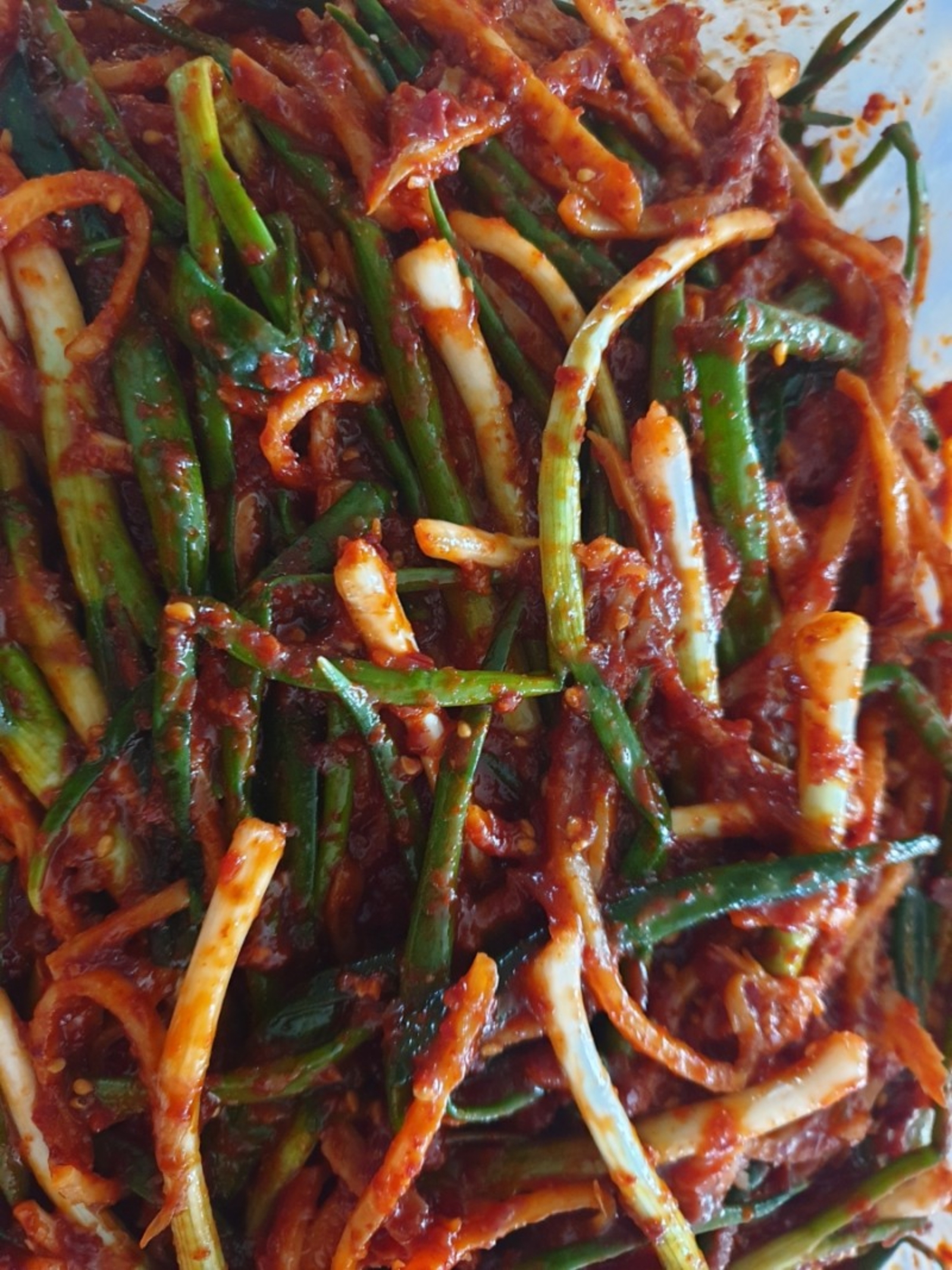 Making Chives Kimchi with Dried Shredded Squid in Busan