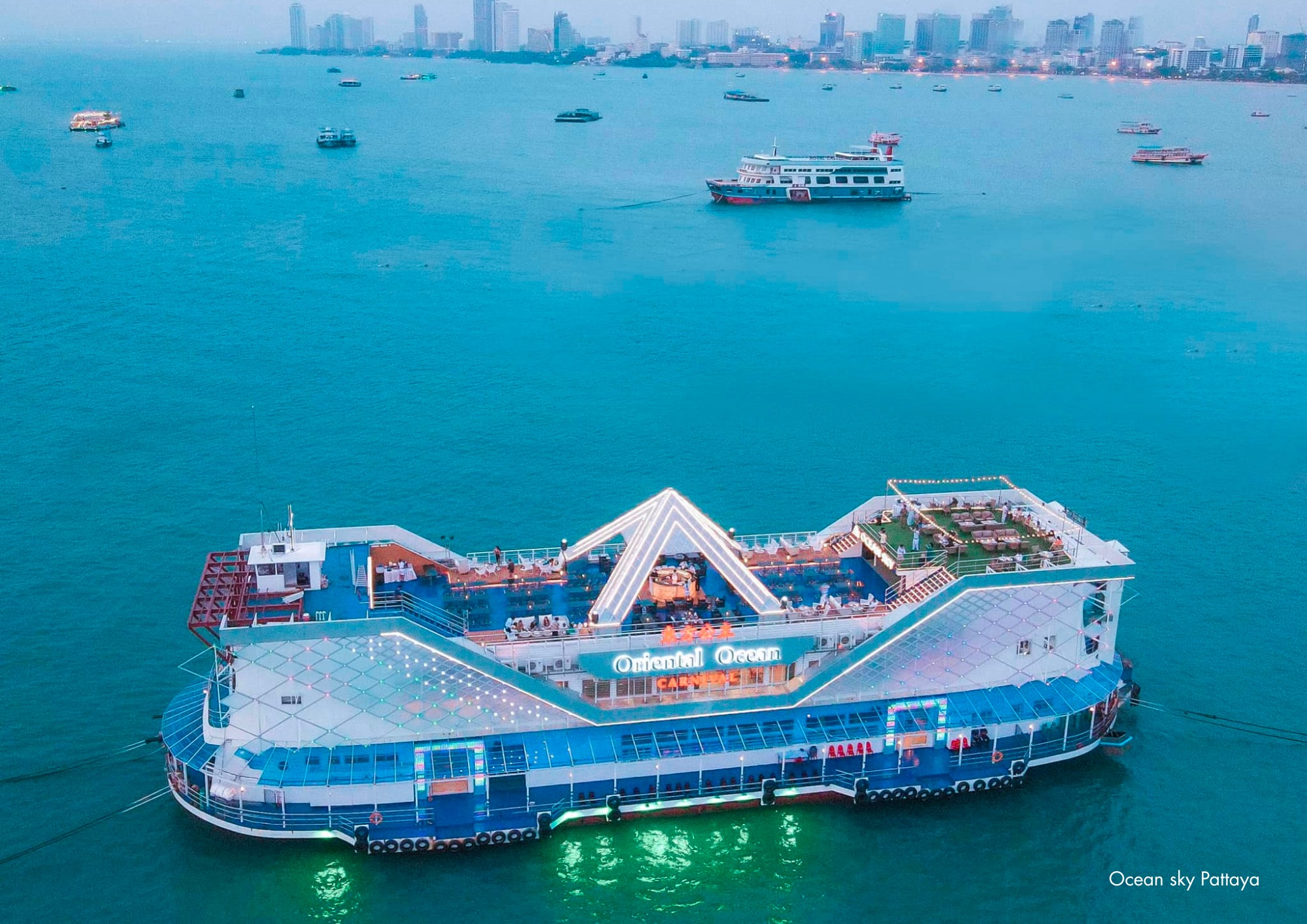 Pattaya illusion evening night and ocean sky