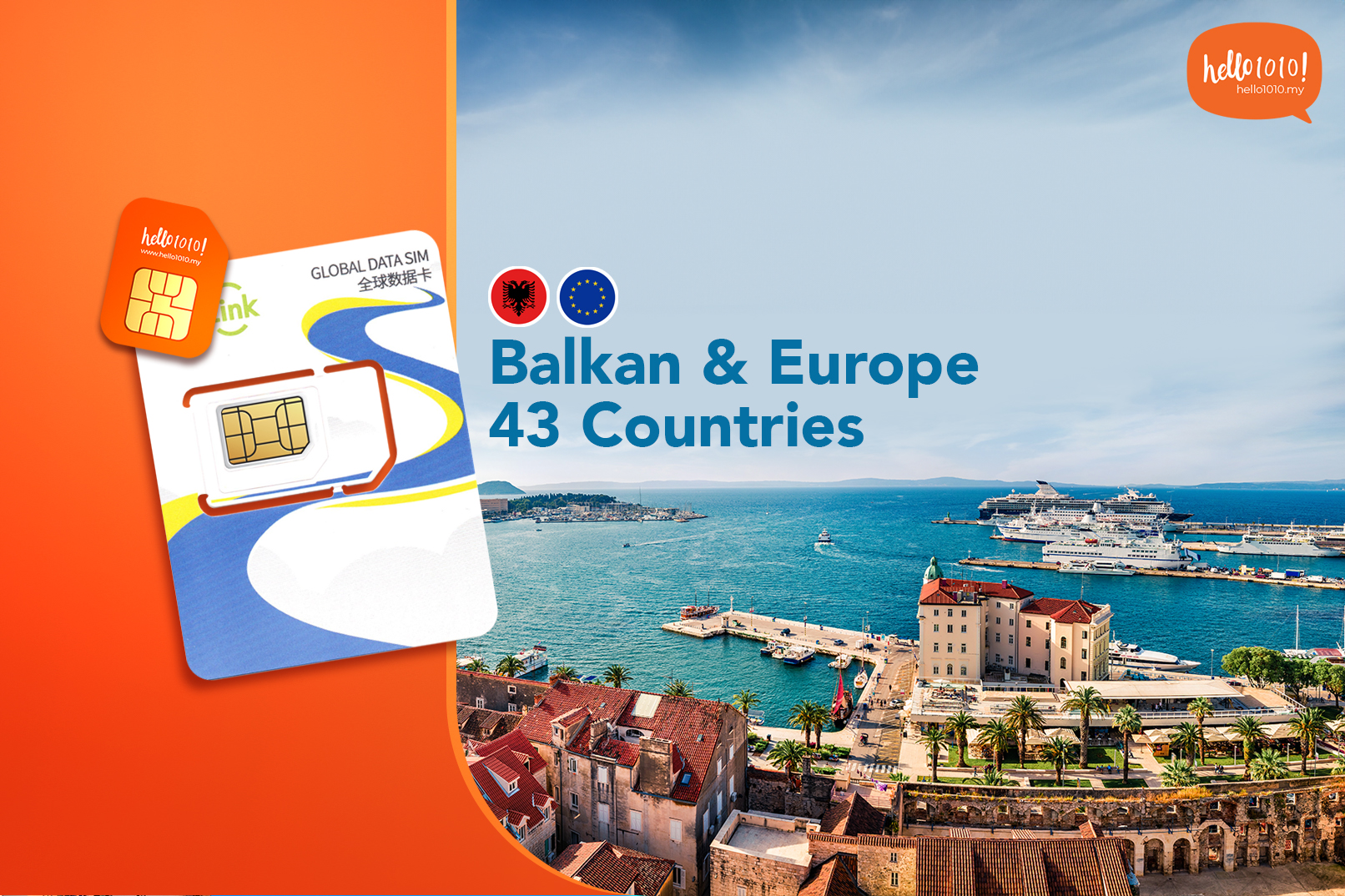 4G SIM Card (MY Pick-up) for Balkan & Europe Countries
