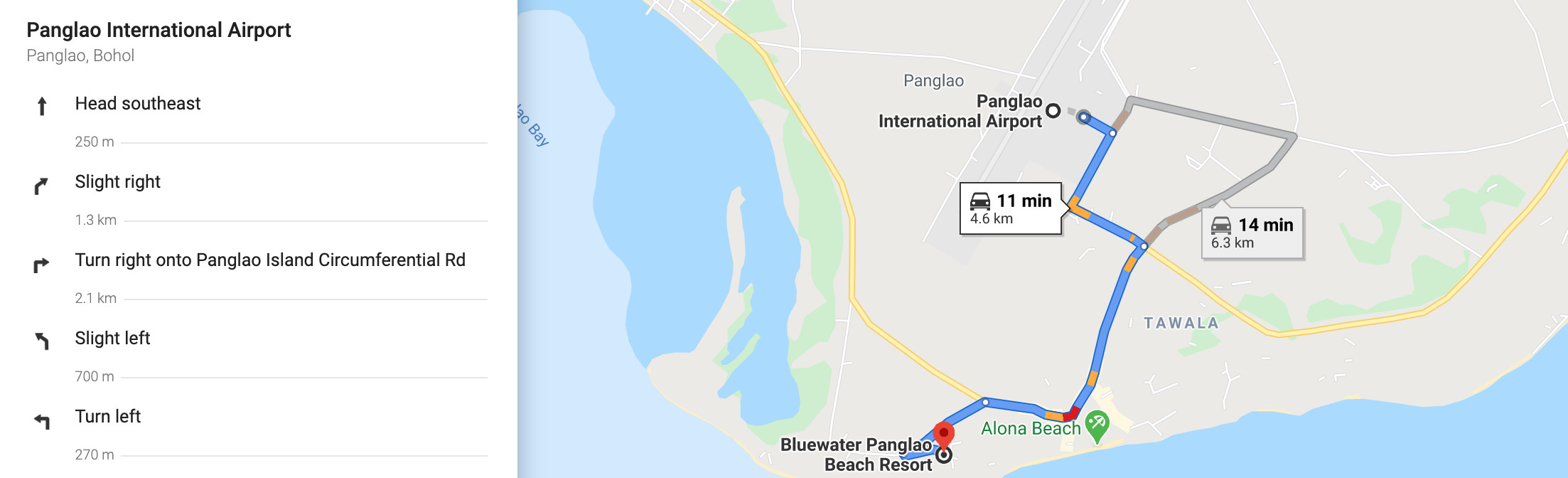 Bluewater Panglao Directions