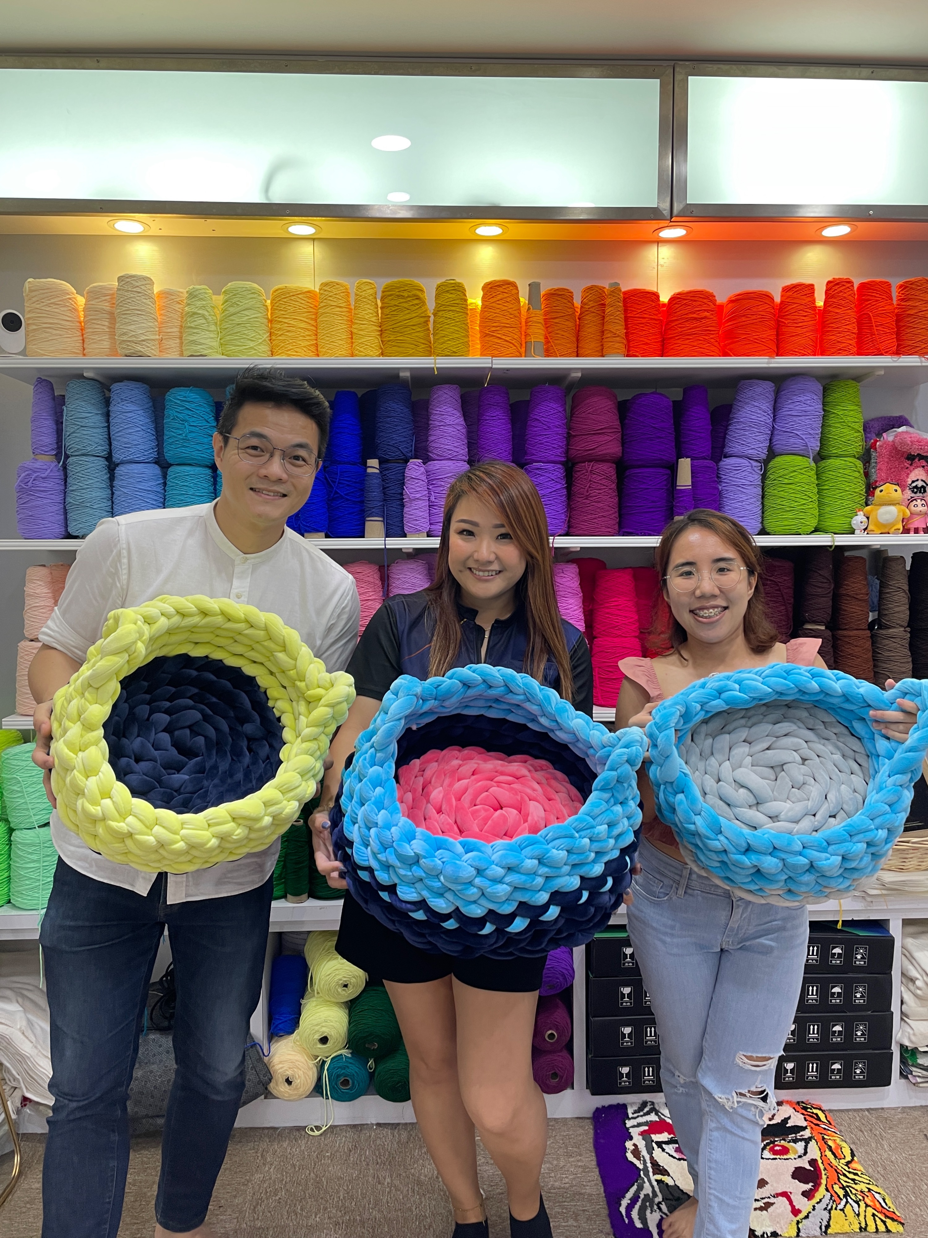 新加坡手工編織寵物床天鵝絨紗工作坊
