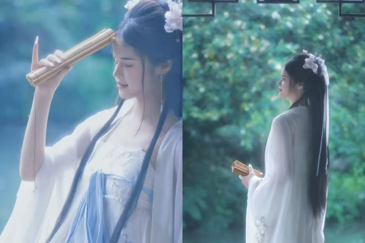 巧妙的構圖能讓人物與周圍的環境相得益彰，將漢服或旗袍的美與烏鎮的水鄉風情完美融合，絲毫沒有突兀之感