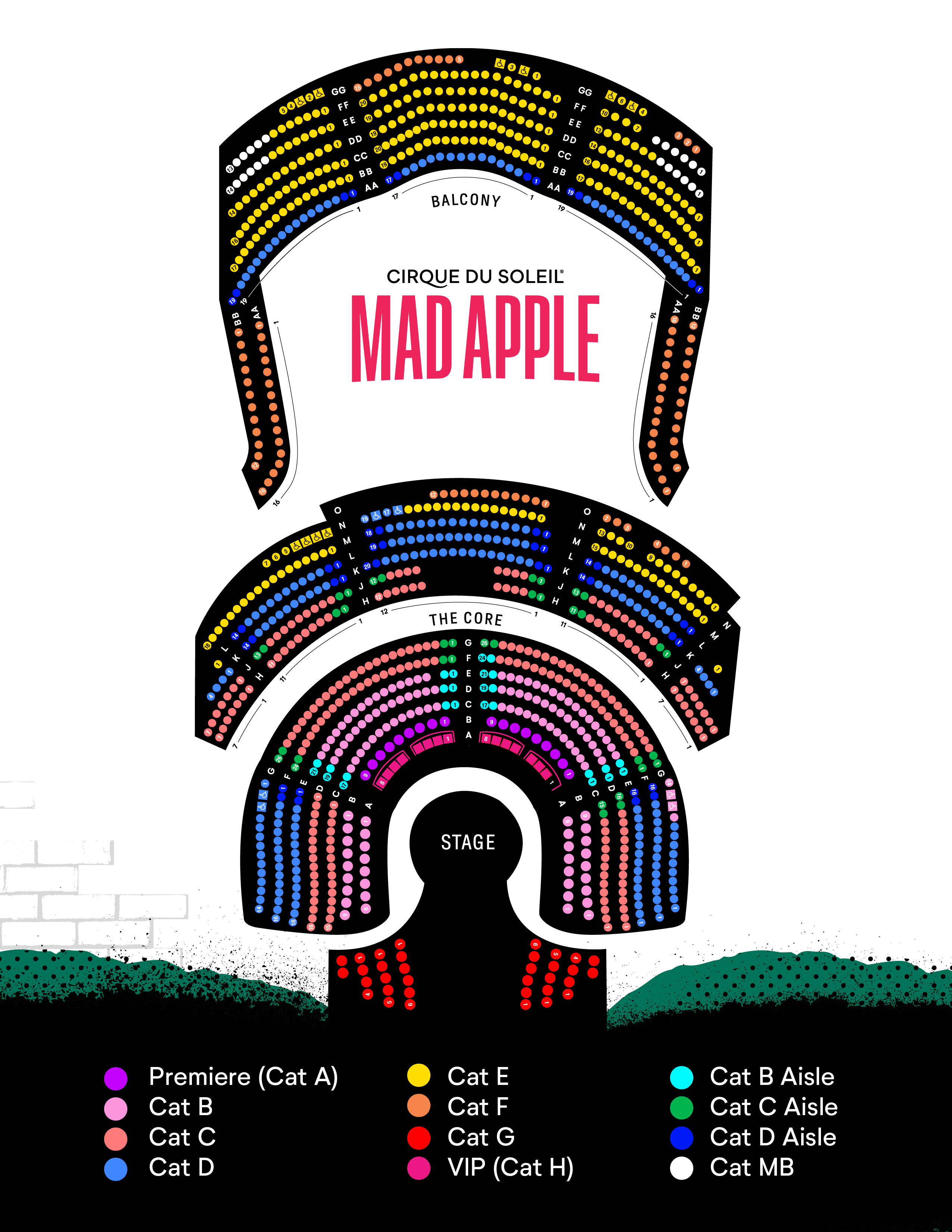 Mad Apple by Cirque du Soleil seat map 2025