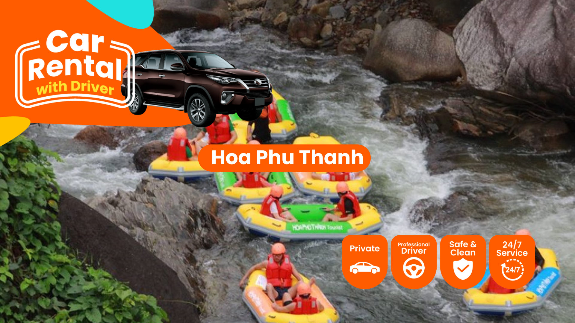 峴港 (Da Nang) 私人接送前往和平省 (Hoa Phu Thanh) 旅遊區