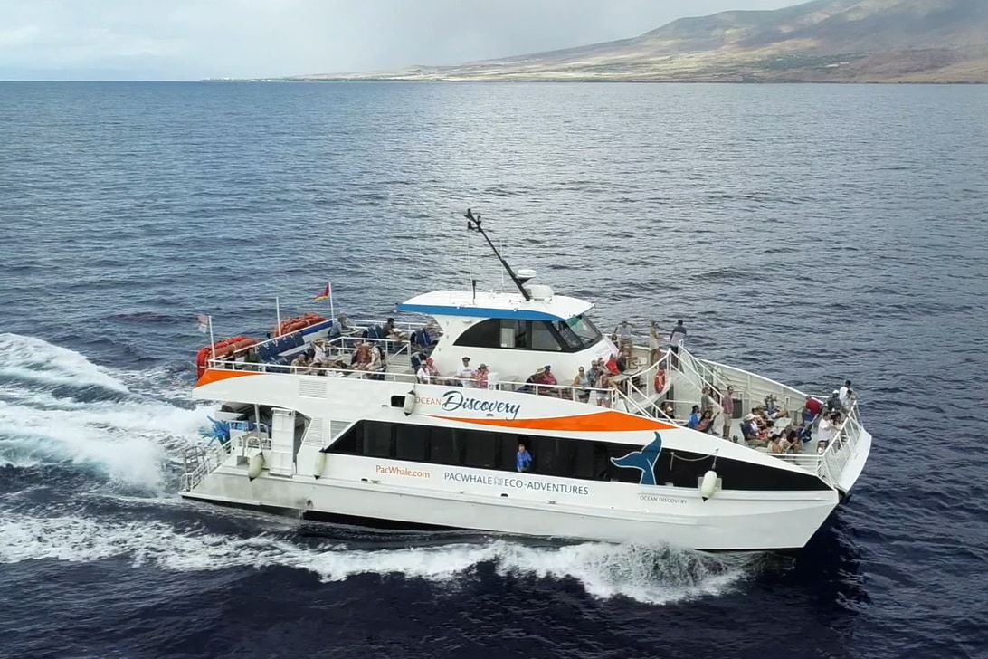 Cruise the scenic Maui coastline aboard our eco-friendly vessel while enjoying stunning ocean views and sunsets