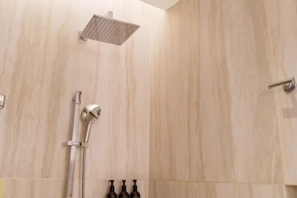 Hotel guest room bathing area environment display map