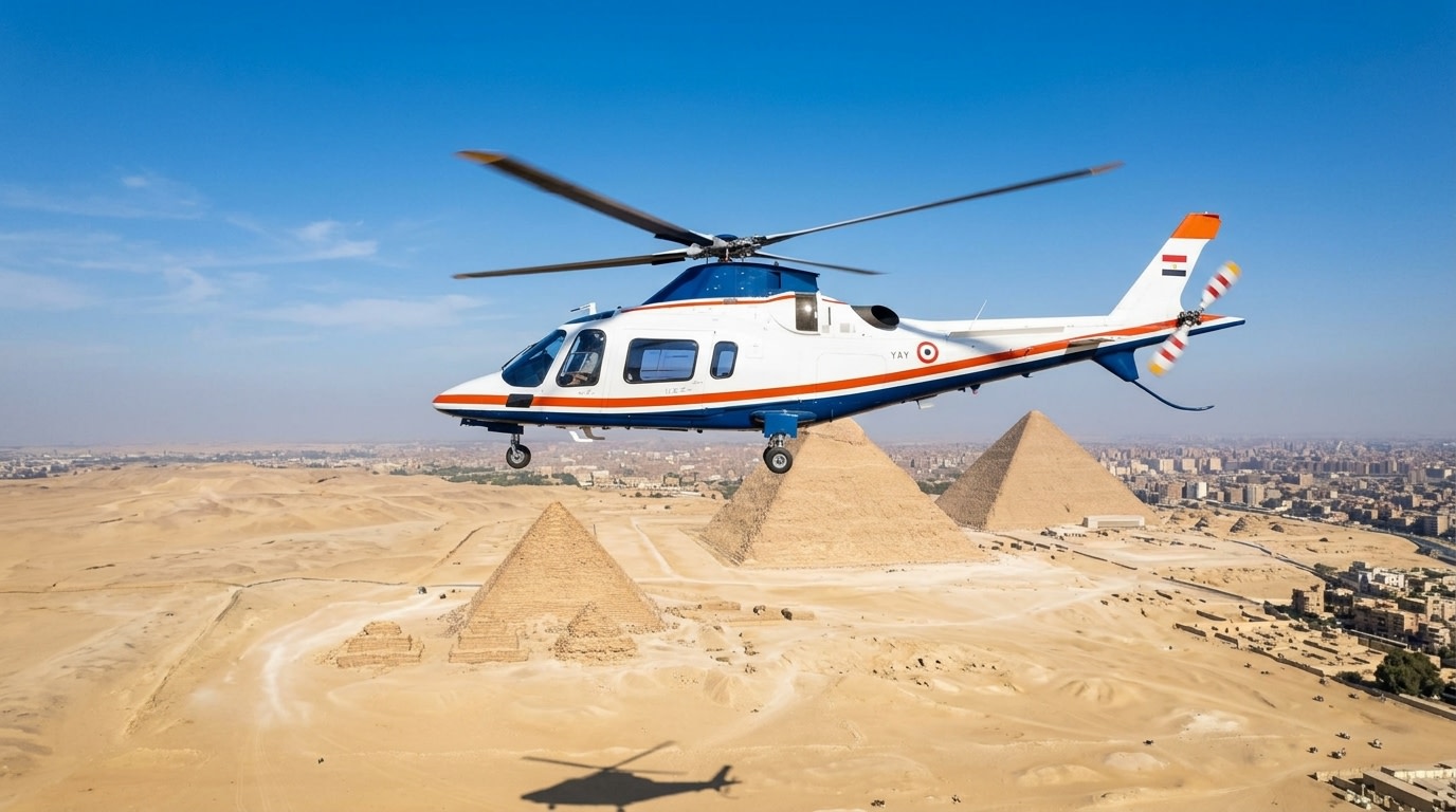 Helicopter Flight Experience over The Giza Pyramids in Egypt