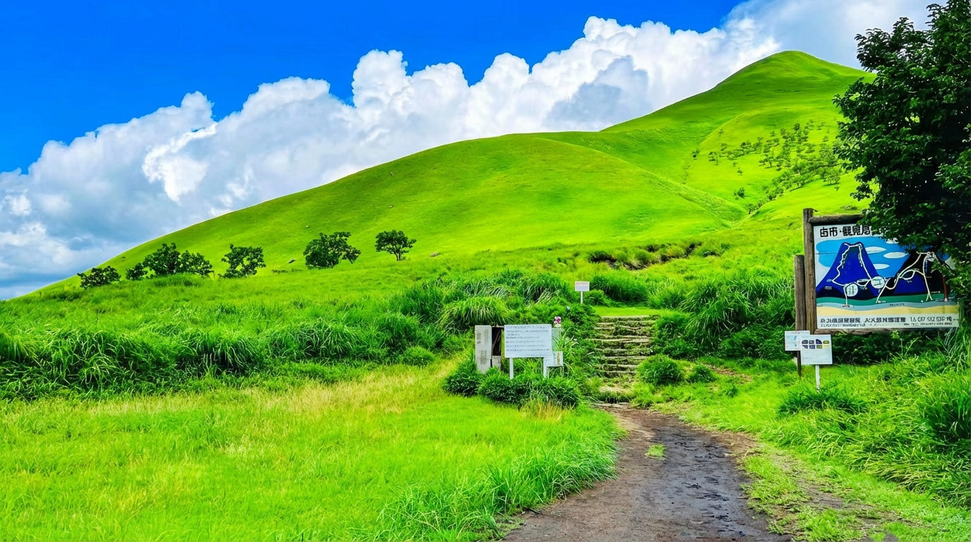 由布嶽登山口 是登由布嶽的主要入口，在這邊可以欣賞草原遠景與山體全景。