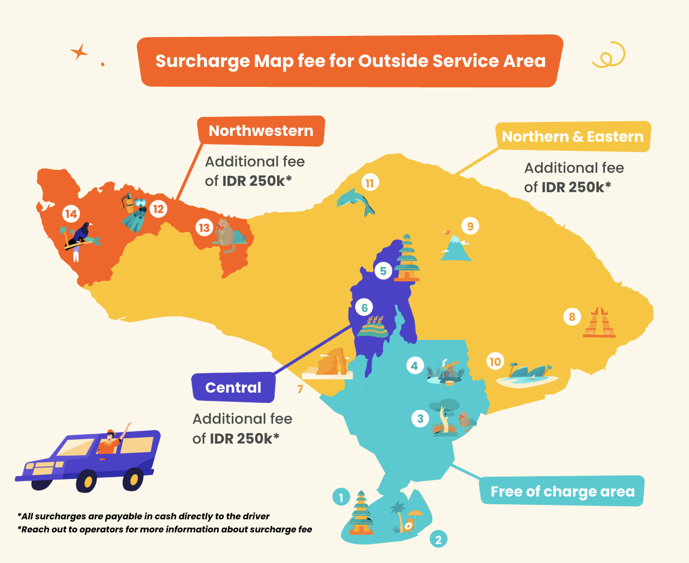 surcharge fee map