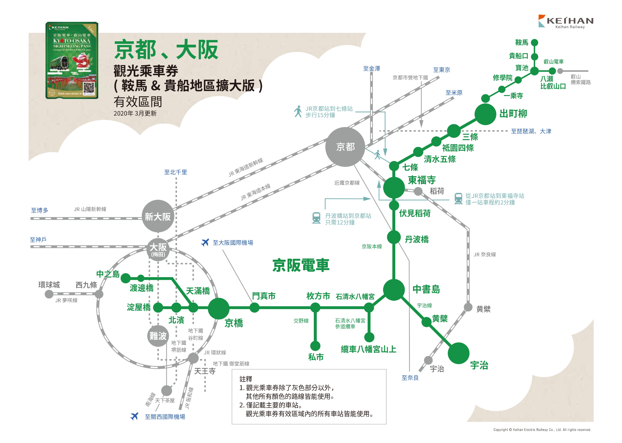 京都大阪觀光乘車券 - 鞍馬＆貴船地區適用區域