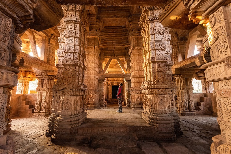 Inside view of Sas Bahu Temple, located at inside Gwalior fort. 