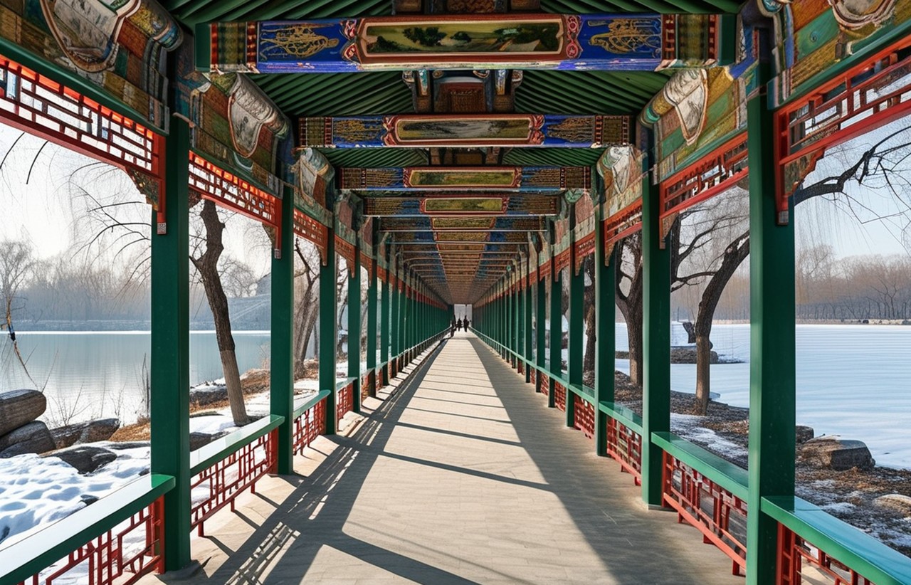 頤和園漫步長彩繪走廊,14000幅畫作中尋找《三國演義》赤壁火攻(第237根梁)、孫悟空三打白骨精(第681根梁)。每步跨越0.75米,即穿越中國藝術史50年 頤和園漫步長彩繪走廊,14000幅畫作中尋找《三國演義》赤壁火攻(第237根梁)、孫悟空三打白骨精(第681根梁)。每步跨越0.75米,即穿越中國藝術史50年