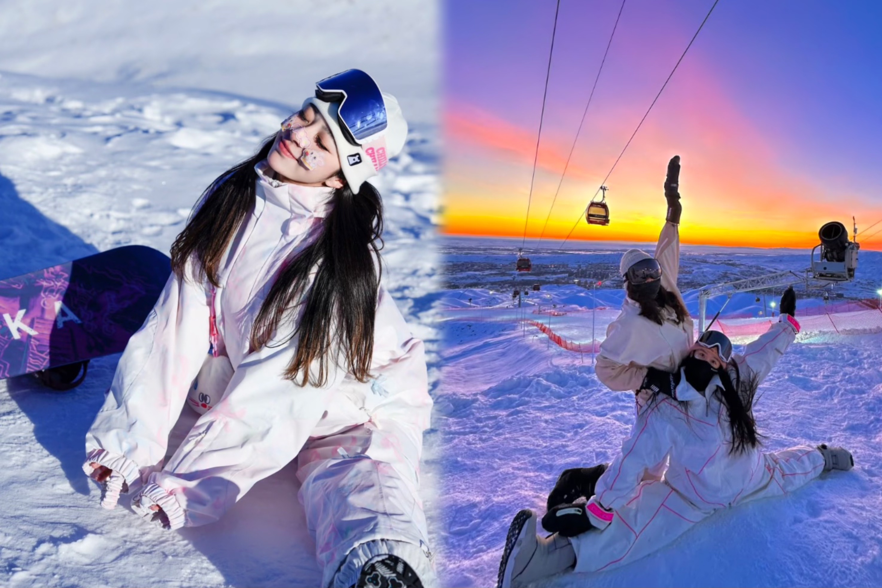 【滑雪場景點介紹】新體委、陽光滑雪場【任選其一】
滑雪🏂有無數種玩法，進入純白的遊樂園，盡情享受滑雪這項運動⛷️帶來的樂趣，從高處俯衝而下，凌空翻轉，自然跳躍，在雪道上劃過一道美麗的弧線，感受風💨的呼嘯和速度的衝擊，讓煩惱都追不你，一起盡情！