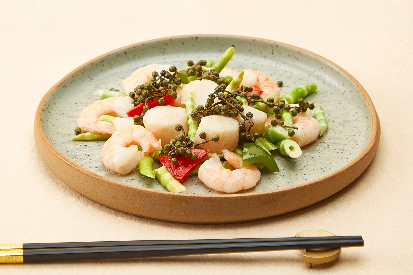 Stir-Fried Assorted Seafood with Wild Bamboo and Rattaan Pepper