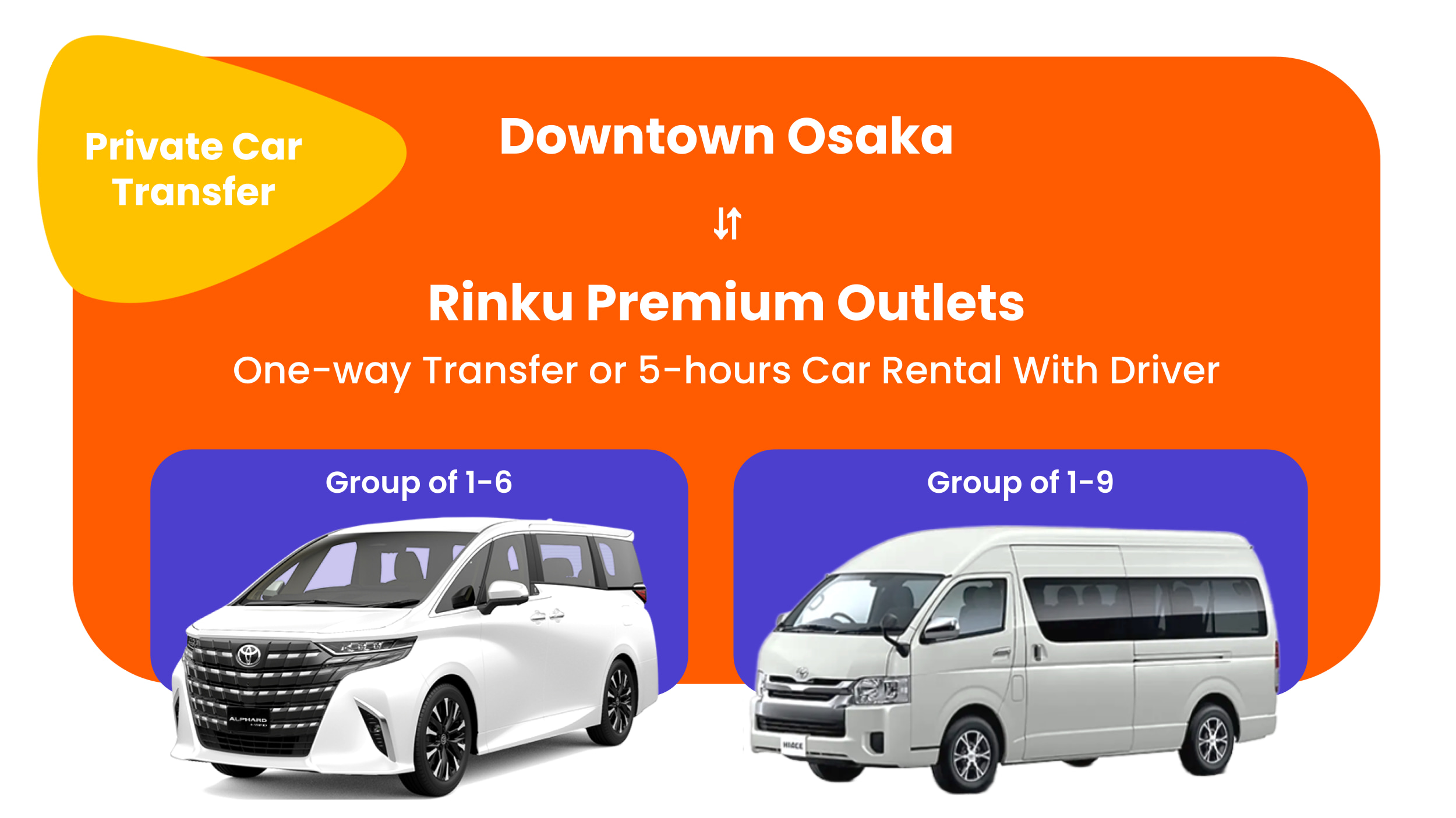 Osaka to or from Rinku Premium Outlets Private Transfer