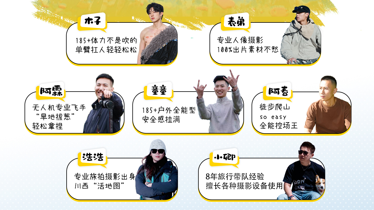 全能明星領隊帶隊
開車、攝影、高情緒價值陪同