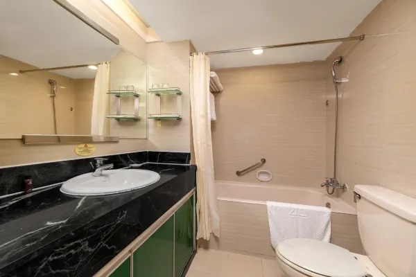 Hotel room bathing area display map