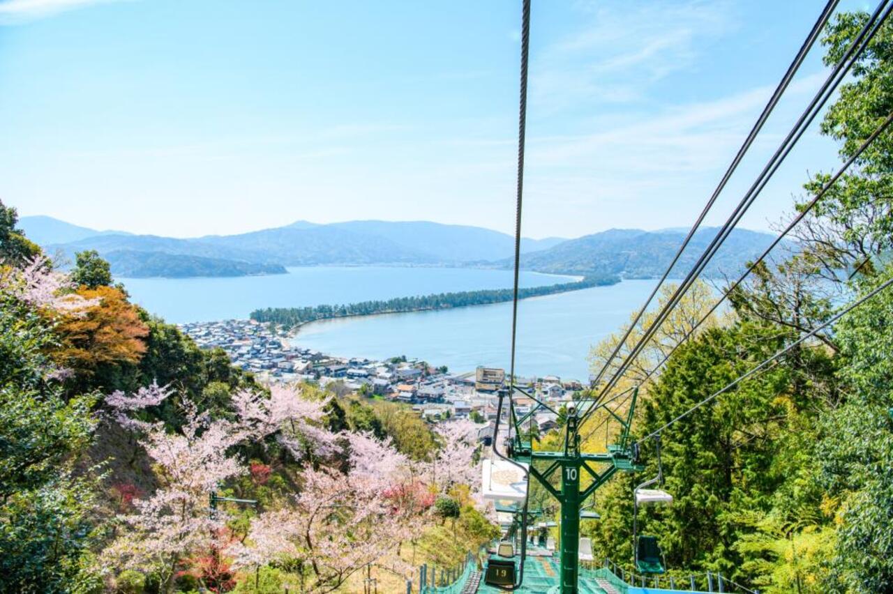 天橋立傘松公園
(別稱「昇龍觀」)海拔約130 公尺,可俯瞰約3.3 公里長、被8000棵松樹覆蓋的天橋立沙洲,視野開闊、宛如龍形升空。 天橋立傘松公園
(別稱「昇龍觀」)海拔約130 公尺,可俯瞰約3.3 公里長、被8000棵松樹覆蓋的天橋立沙洲,視野開闊、宛如龍形升空。