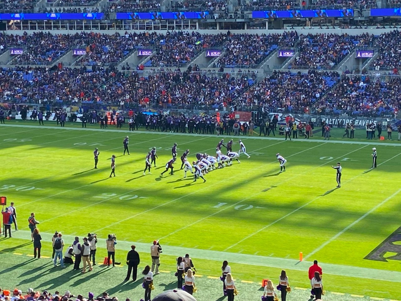 Ravens defense lining up aggressively, ready to strike fear into the opposition