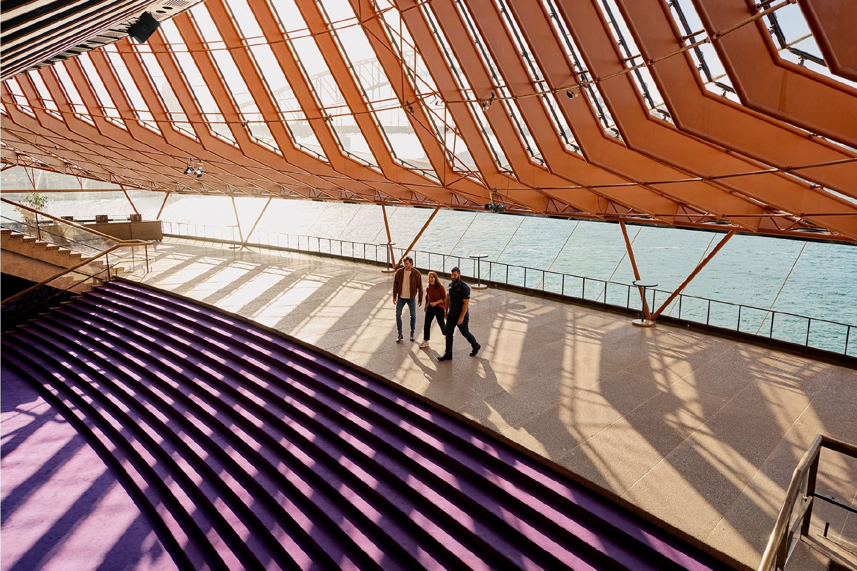Marvel at the iconic white sails of the Sydney Opera House in sunlight