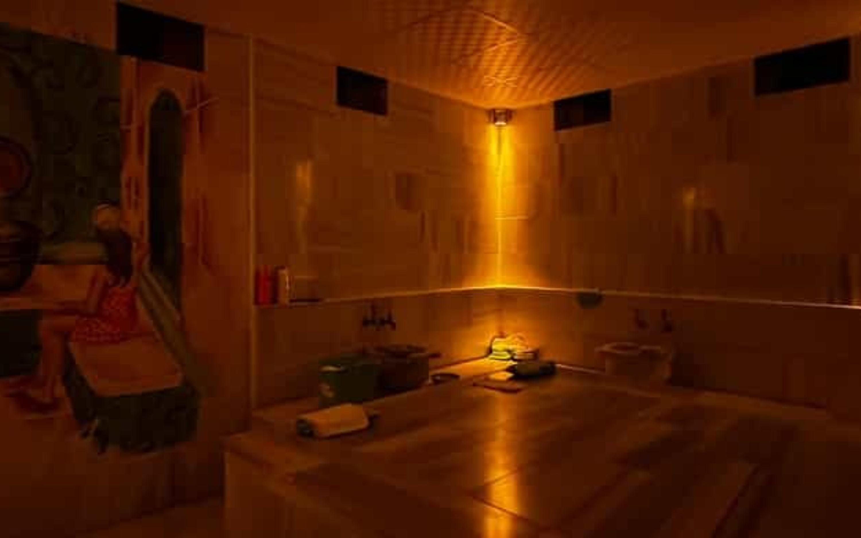 在溫暖而光線柔和的私人石牆空間中,盡情放鬆身心。 在溫暖而光線柔和的私人石牆空間中,盡情放鬆身心。