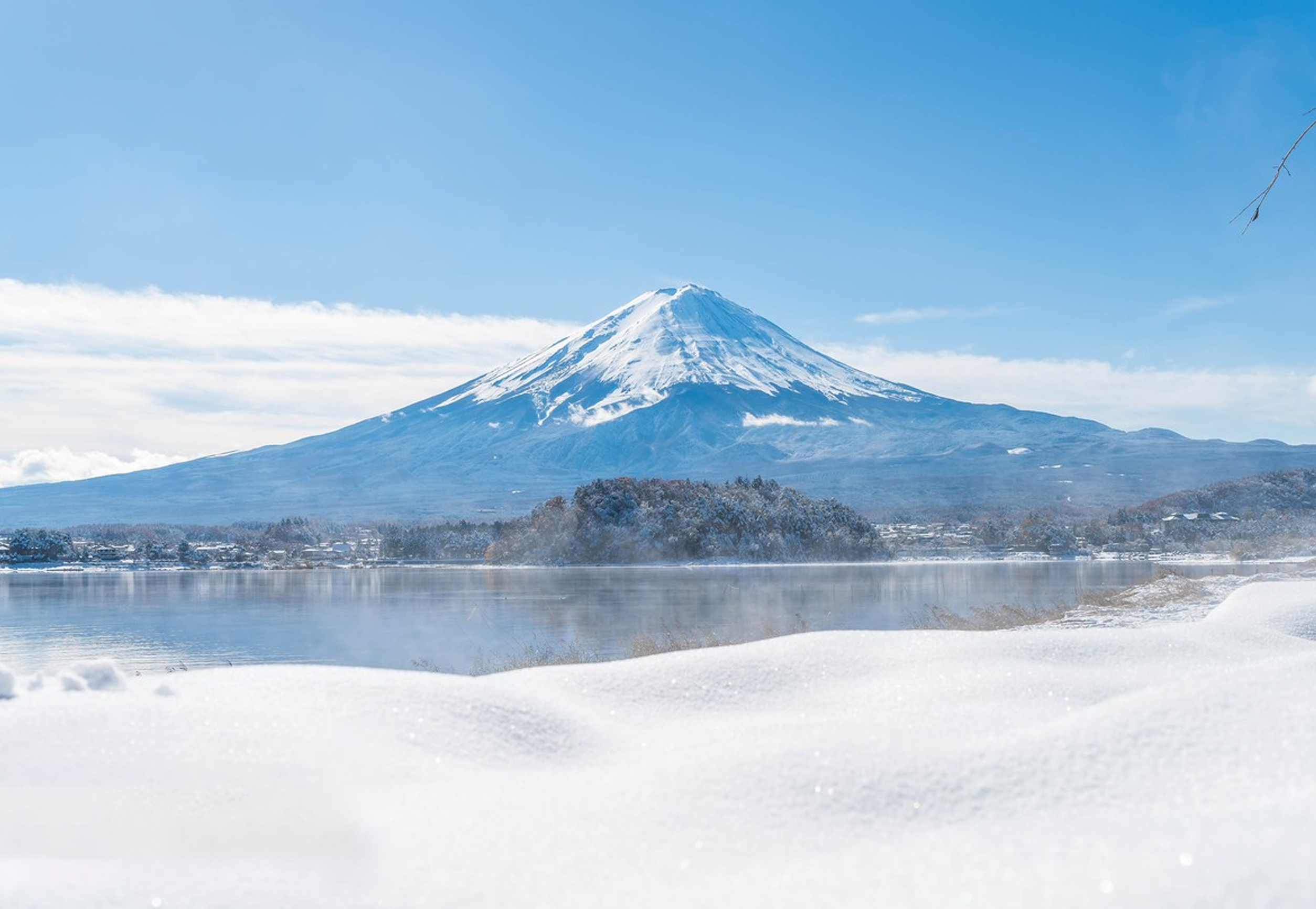 富士山與河口湖的冬日美景~