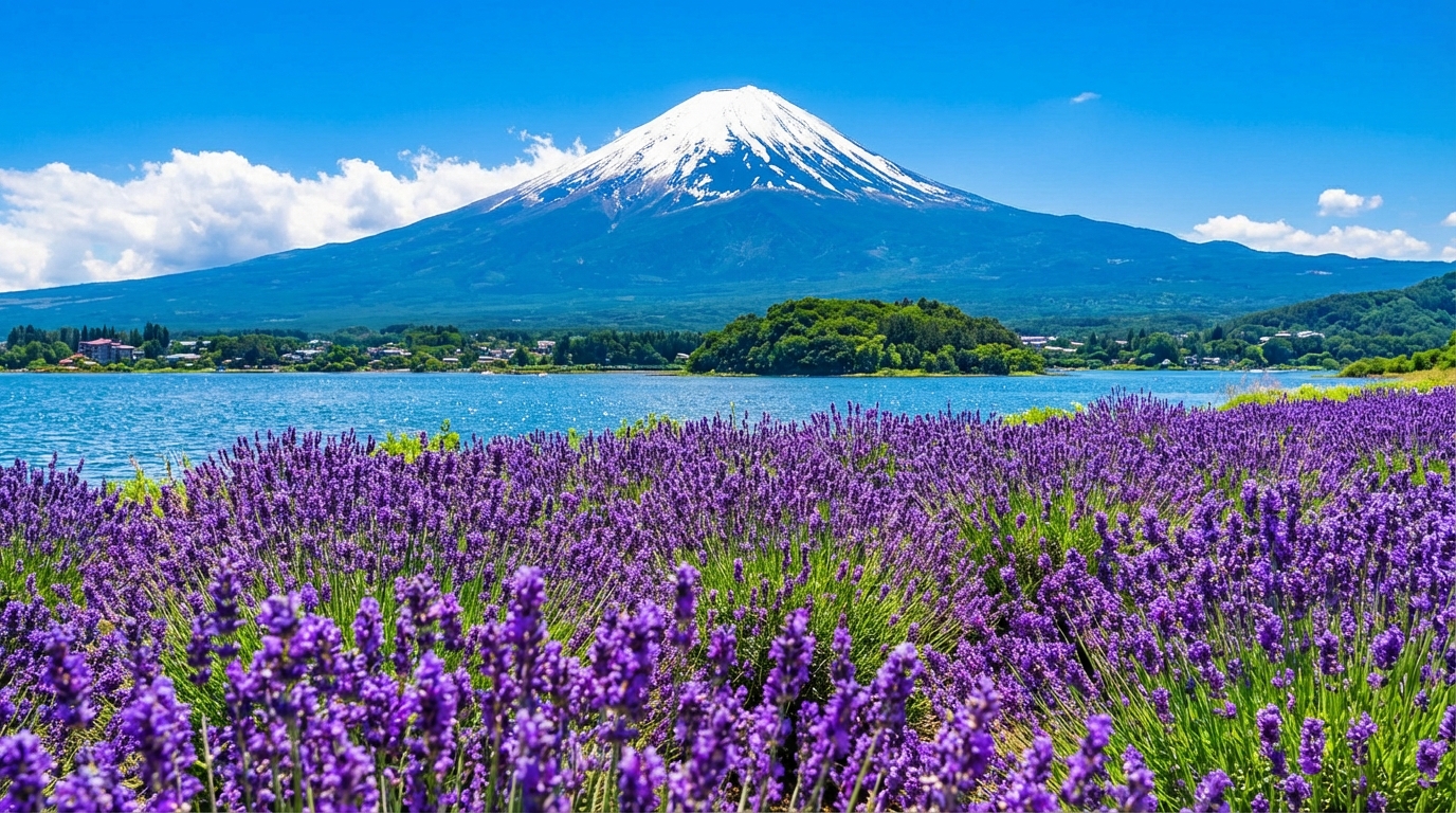 大石公園就在河口湖邊,是一個能欣賞到花田和富士山同框的絕佳地點。 大石公園就在河口湖邊,是一個能欣賞到花田和富士山同框的絕佳地點。