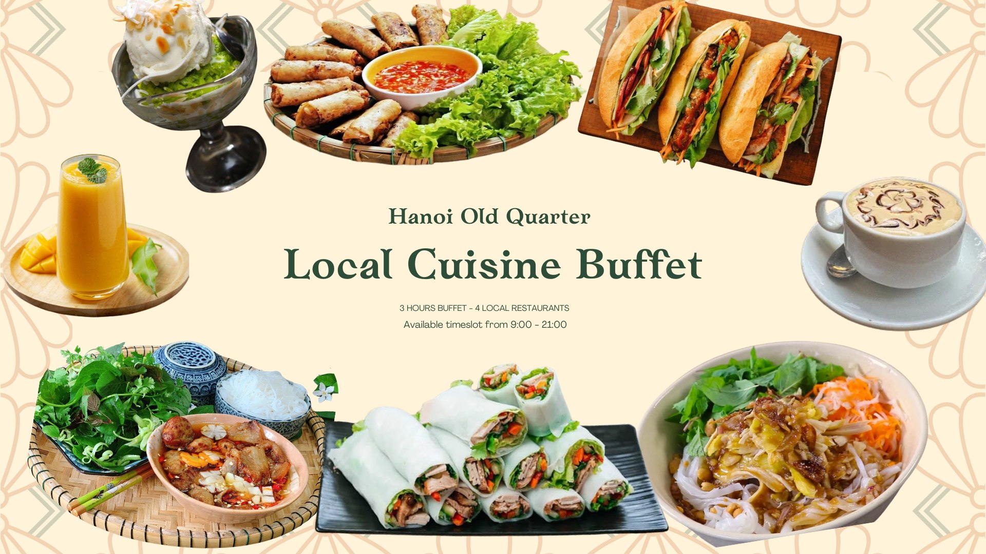河內老城區當地美食自助餐通行證